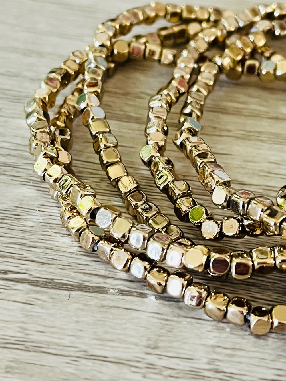 J. Crew Gold Tiny Beads Stretch Bracelets set-of-six NWT - Picture 4 of 4